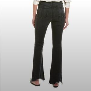 RAG & BONE Nina High Rise Flare 25 Distressed Black Denim